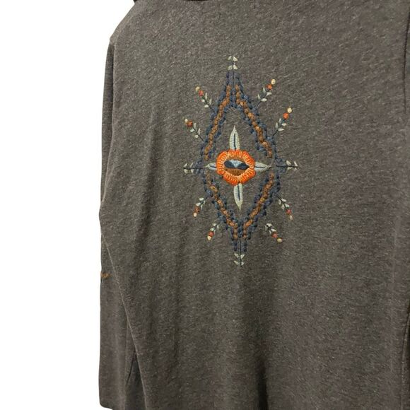 Caite + Athleta Anthropologie Boho Embroidered Floral Duster Hooded Aztec Sweate - Picture 5 of 12